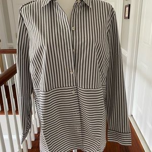 J. Jill Long sleeve Shirt-Black, Tan and White Stripes SZ L MSRP $79